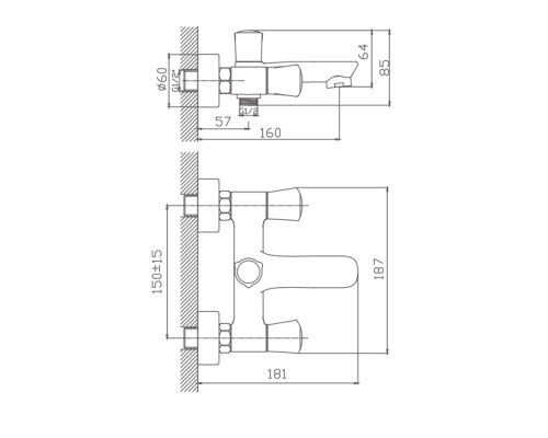 Смеситель для ванны Cron CN61866 Хром