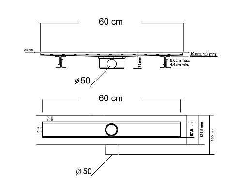 Душевой лоток Vincea Optima-S 60 SAY.603.60.S.U под плитку Душевой лоток Vincea Optima-S 60 SAY.603.60.S.U под плитку