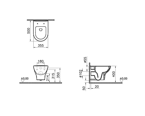 Подвесной унитаз VitrA Zentrum 5795B003-0075