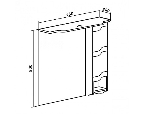 Зеркальный шкаф Runo Стиль 65 УТ000002339 правый