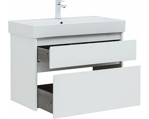 Тумба под раковину Aquanet Nova Lite 85 249936 подвесная Белый глянец
