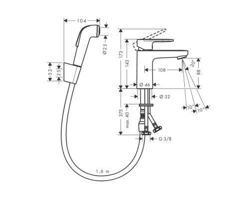 Набор Для биде Hansgrohe Vernis Blend 71215000