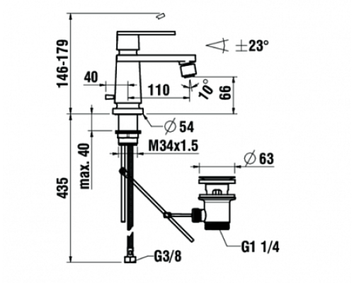 Смеситель для биде Laufen New Classic 3.4185.1.004.111.1 Хром
