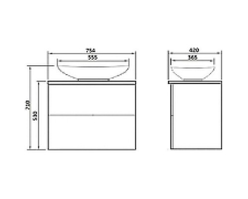 Тумба под раковину Orange Otto Ot-75TuSTONE подвесная Белый глянцевый