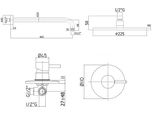 Душевая система Paffoni Light KITLIG011NO Черная матовая