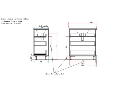 Тумба с раковиной Эстет Bali Classic 80 ФР-00002233 Белая