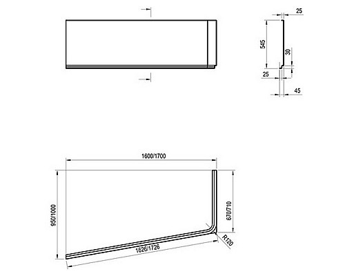 Передняя панель для ванны Ravak 160 L белая CZ83100A00