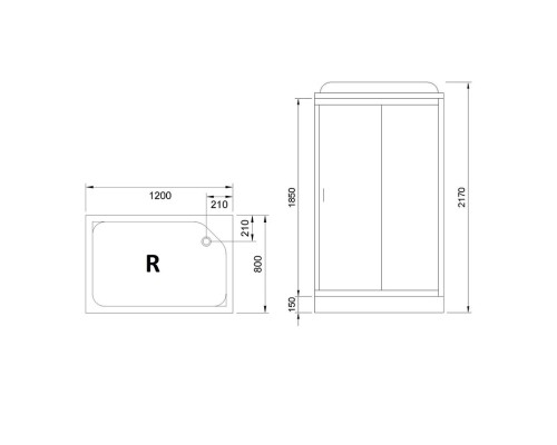 Душевая кабина Royal Bath HP 120х80 задняя стенка Черная