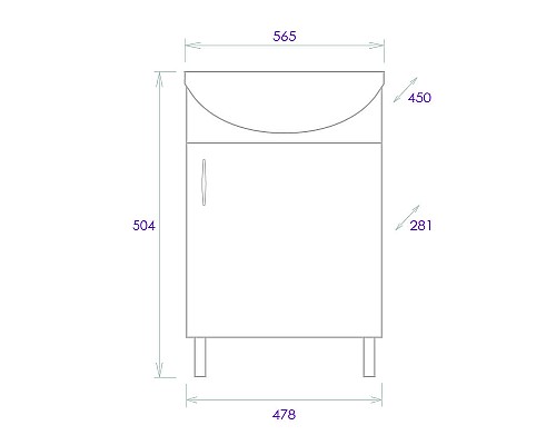Тумба под раковину Onika Эко 52.10 105207 Белая Дуб сонома