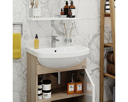 Тумба под раковину Onika Эко 52.10 105207 Белая Дуб сонома