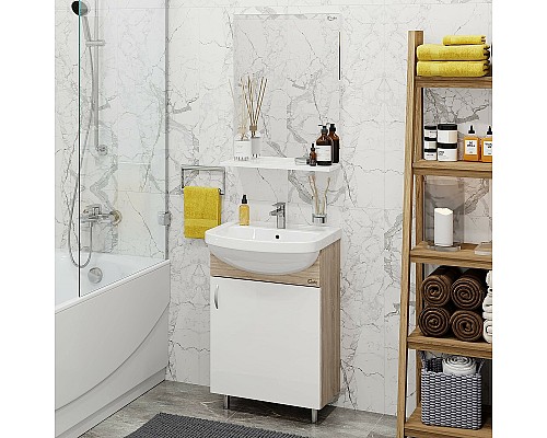 Тумба под раковину Onika Эко 52.10 105207 Белая Дуб сонома