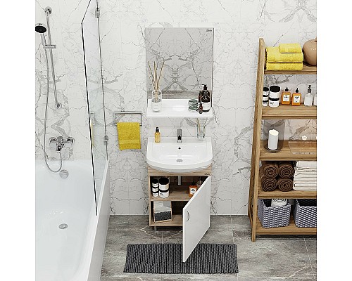 Тумба под раковину Onika Эко 52.10 105207 Белая Дуб сонома