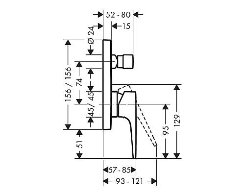 Смеситель для ванны Hansgrohe Metropol однорычажный золото 32545990