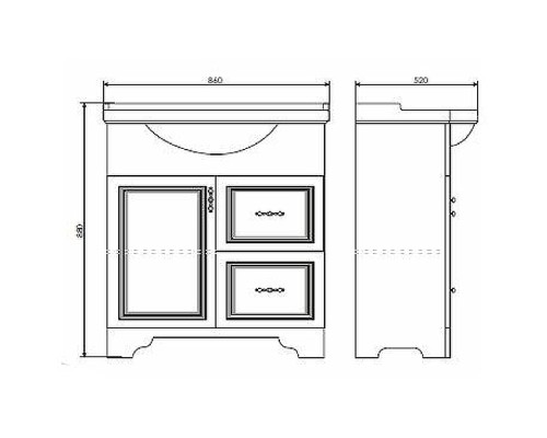 Тумба с раковиной Comforty Севилья 85 Слоновая кость