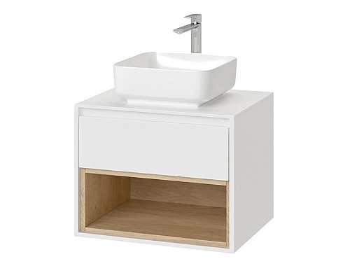 Тумба под накладную раковину Excellent Tuto 60 см белый/дуб, 1 ящик