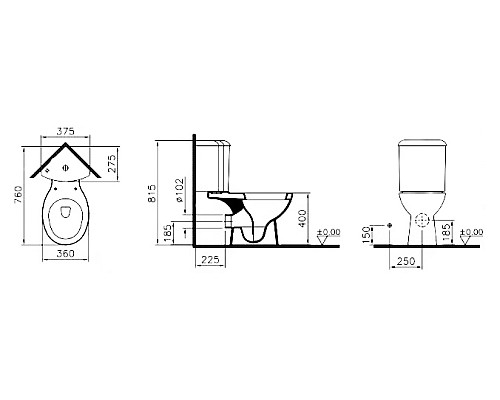 Угловой унитаз VitrA Arkitekt 9754B003-7201 с сиденьем микролифтом