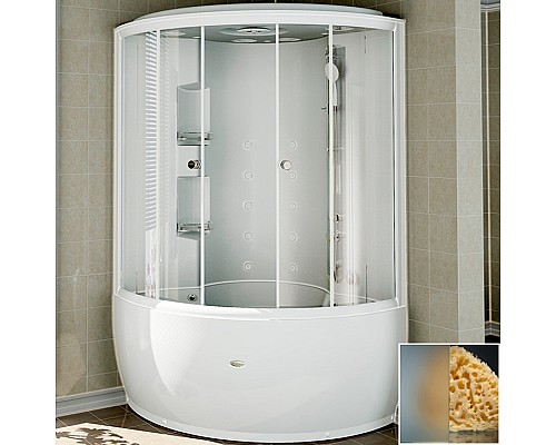 Душевой бокс Radomir Лаура 128x128 1-04-1-0-5-0891 профиль Белый стекло матовое