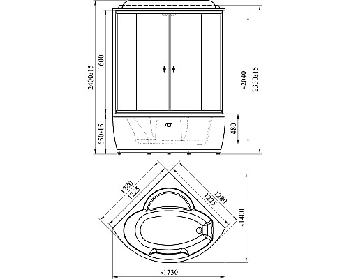 Душевой бокс Radomir Лаура 128x128 1-04-1-0-5-0891 профиль Белый стекло матовое
