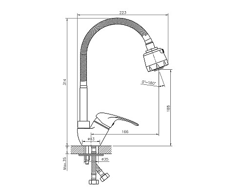 Смеситель для кухни Rossinka A35-26 Хром
