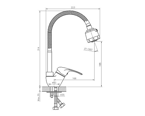 Смеситель для кухни Rossinka A35-26 Хром