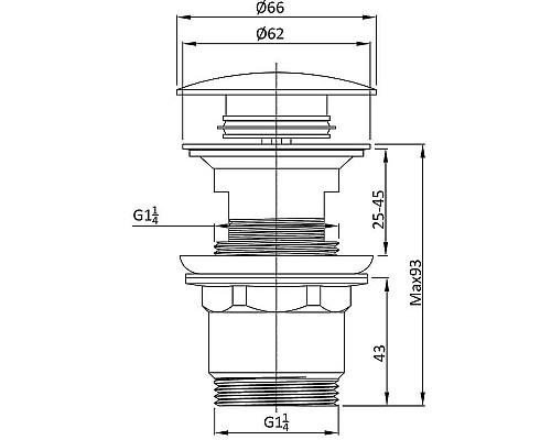 Донный клапан Vincea DPU-1B01MB click-clack Черный матовый