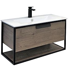 Тумба с раковиной Comforty Бонн 90 00-00003466 подвесная Дуб темный