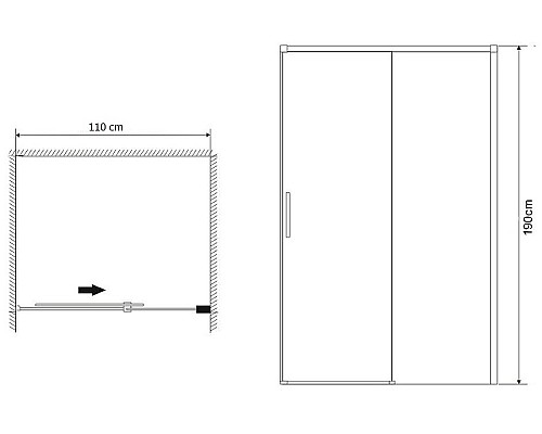 Душевая дверь Grossman Fly 110 GR-D110Fl1 профиль Хром стекло прозрачное