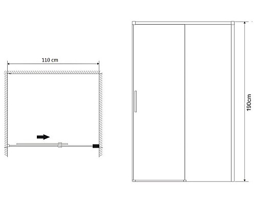 Душевая дверь Grossman Fly 110 GR-D110Fl1 профиль Хром стекло прозрачное