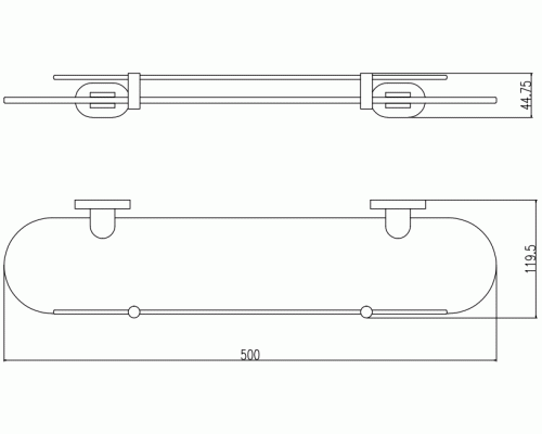 Стеклянная полка Rav Slezak Yukon YUA0900/50CMATZ Черный матовый Золото