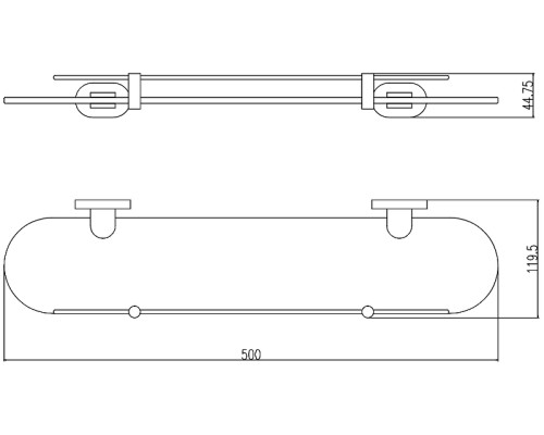 Стеклянная полка Rav Slezak Yukon YUA0900/50CMATZ Черный матовый Золото