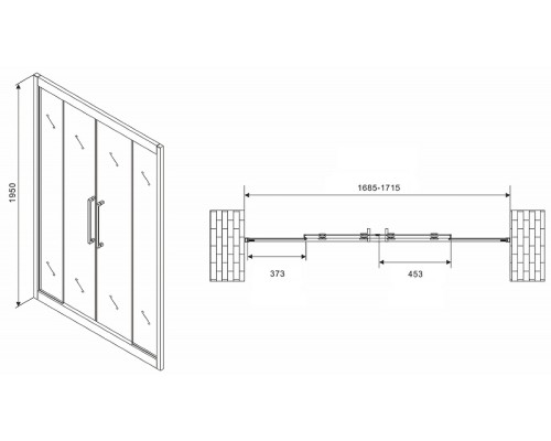 Душевая дверь Abber Schwarzer Diamant 170 AG33170BH профиль Черный стекло прозрачное