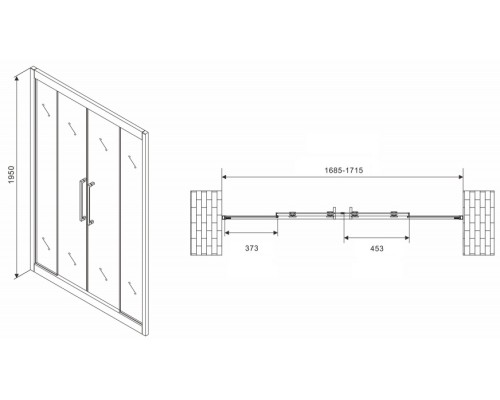 Душевая дверь Abber Schwarzer Diamant 170 AG33170BH профиль Черный стекло прозрачное