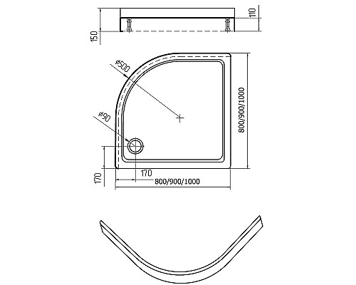 Акриловый поддон для душа Aquatek 90x90 DPA-0000004 Белый