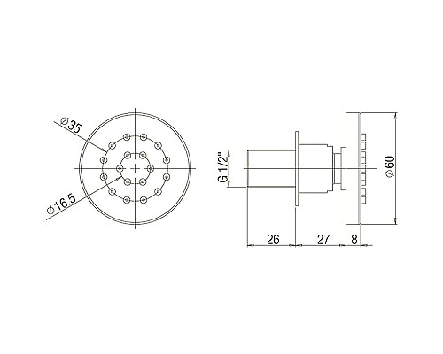 Душевая форсунка Paini 50CR721T Хром