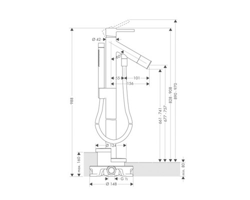 Смеситель для ванны Hansgrohe хром