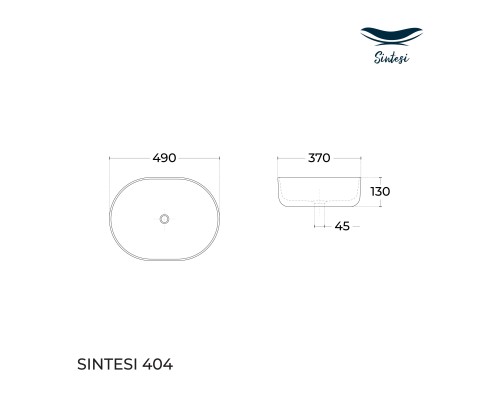 Раковина SinteSi LVB-APP-404 накладная белая 490x370x130, без отверстия под смеситель