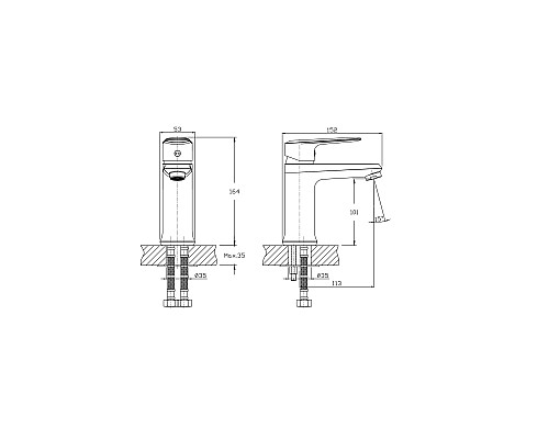 Смеситель для раковины RUSH Devon DE7535-11 Смеситель для раковины RUSH Devon DE7535-11