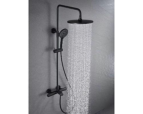 Душевая система Vincea Esse VSFS-1E1TMB с термостатом Черная матовая