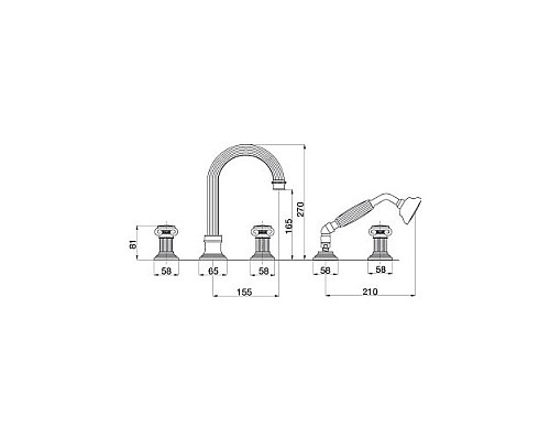 Смеситель для ванны Cezares APHRODITE-BVD-02-O