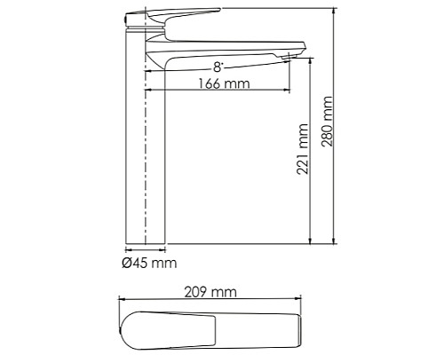Смеситель для раковины WasserKRAFT Glan 6603H Черный глянцевый