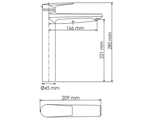 Смеситель для раковины WasserKRAFT Glan 6603H Черный глянцевый