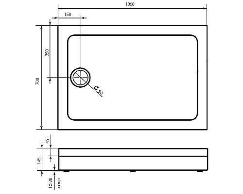Акриловый поддон для душа Bas Олимпик 100х70 ПН00052 Белый