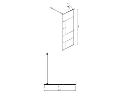 Душевая перегородка Ambassador Walk-in 120х200 15031215 профиль Черный стекло прозрачное