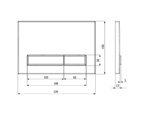 Клавиша смыва KK POL M08 SPP/381/0/K Хром