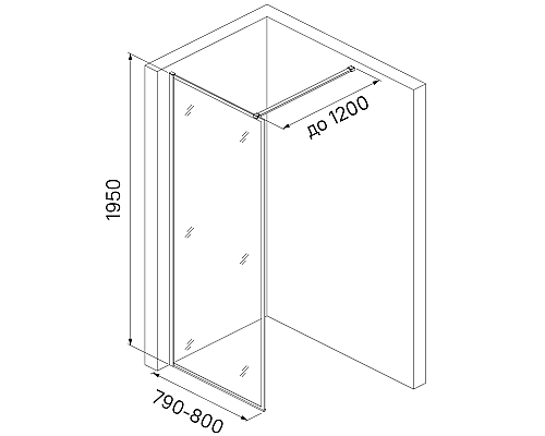 Душевая перегородка Iddis Slide 80 SLI8GS8i23 профиль Графит стекло прозрачное