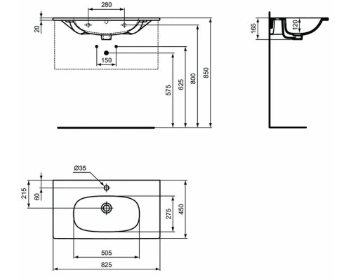 Раковина Ideal Standard Tesi 80 T350901 Euro White