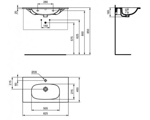 Раковина Ideal Standard Tesi 80 T350901 Euro White