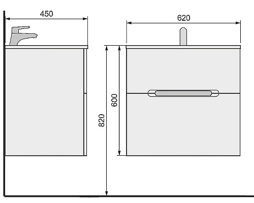 Тумба под раковину Jorno Modul 65 Mоl.01.62/P/W подвесная Белый глянец
