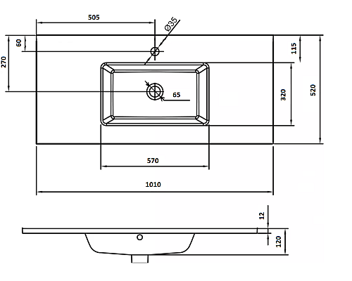 Столешница стекло 100см моноблок СЕРЕБРО поталь