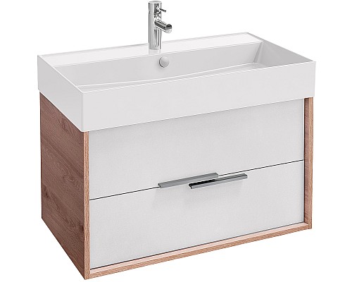 Тумба под раковину Jacob Delafon Vivienne 80 EB1667-E75-J5 подвесная Белая глянцевая Дуб давос натуральный